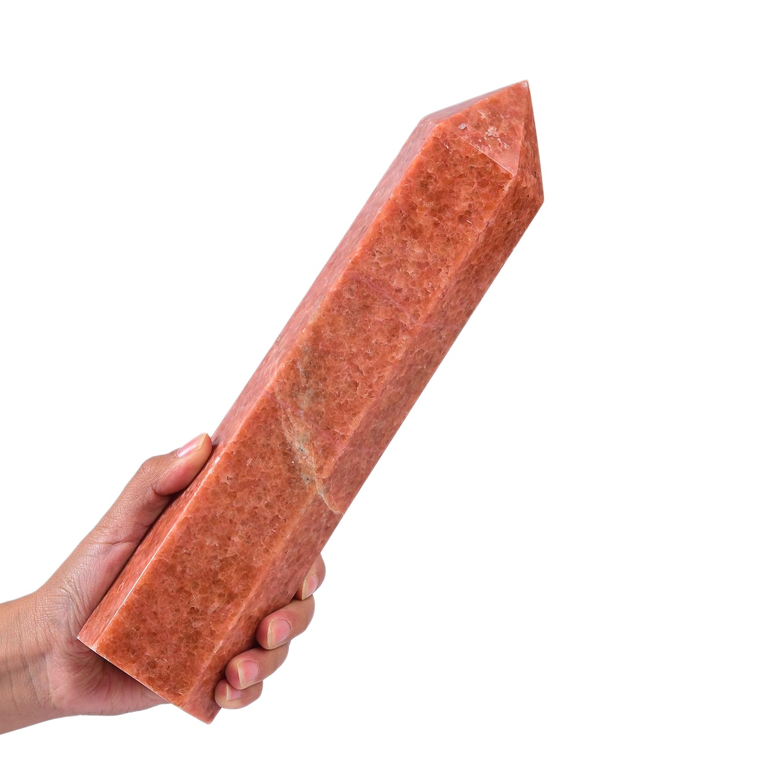 JIC Gem Piedra Solar, obelisco extralargo de 6 facetas, ideal para meditación.