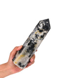 JIC Gem punteado cristal obelisco, ideal para meditaciones y enfoque interior