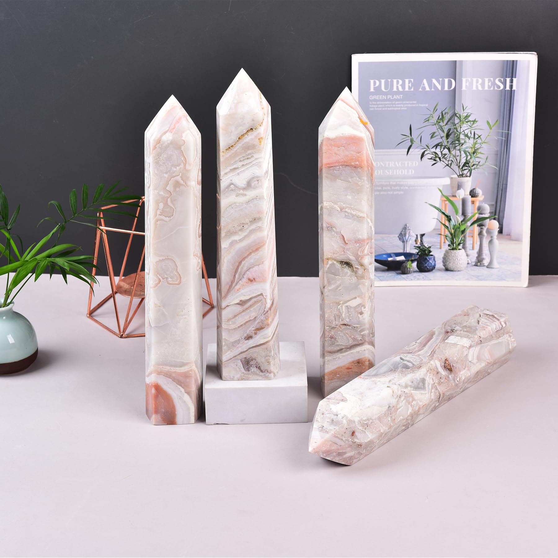 JIC Gem regalo cristal rosa, decorativo y zen