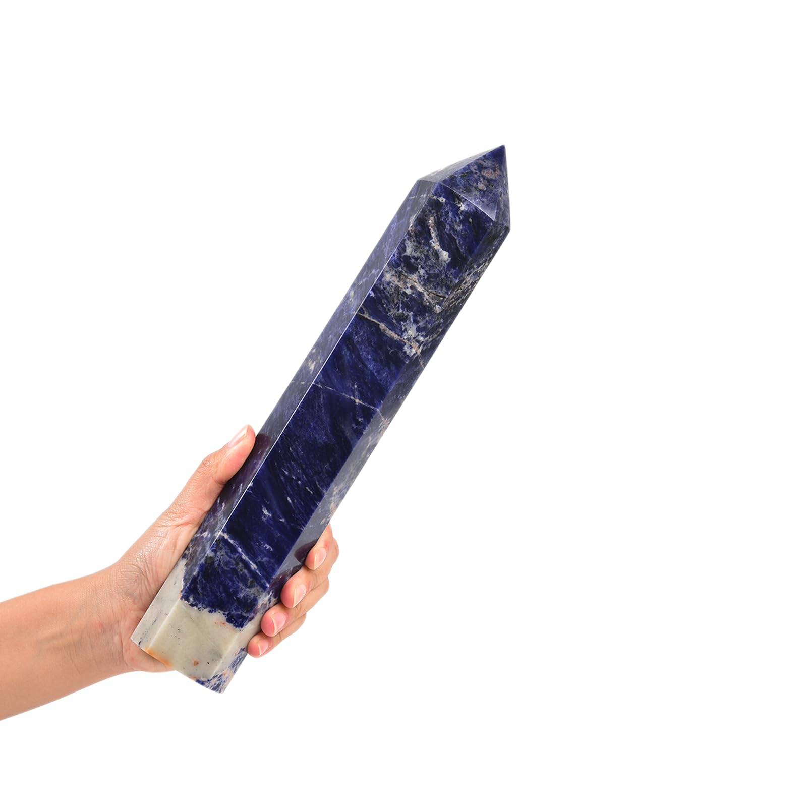 JIC Gem sodalita azul obelisco de 6 facetas para meditación y claridad mental