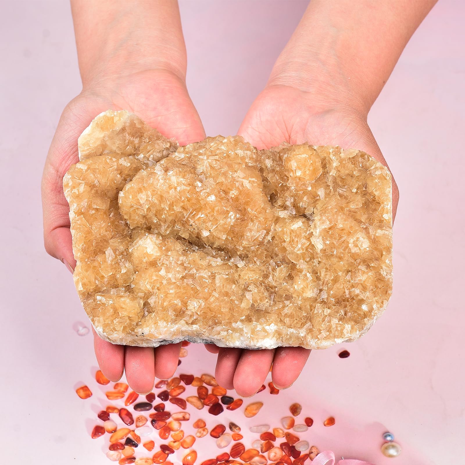 Superficie natural de geoda calcita amarilla de JIC Gem