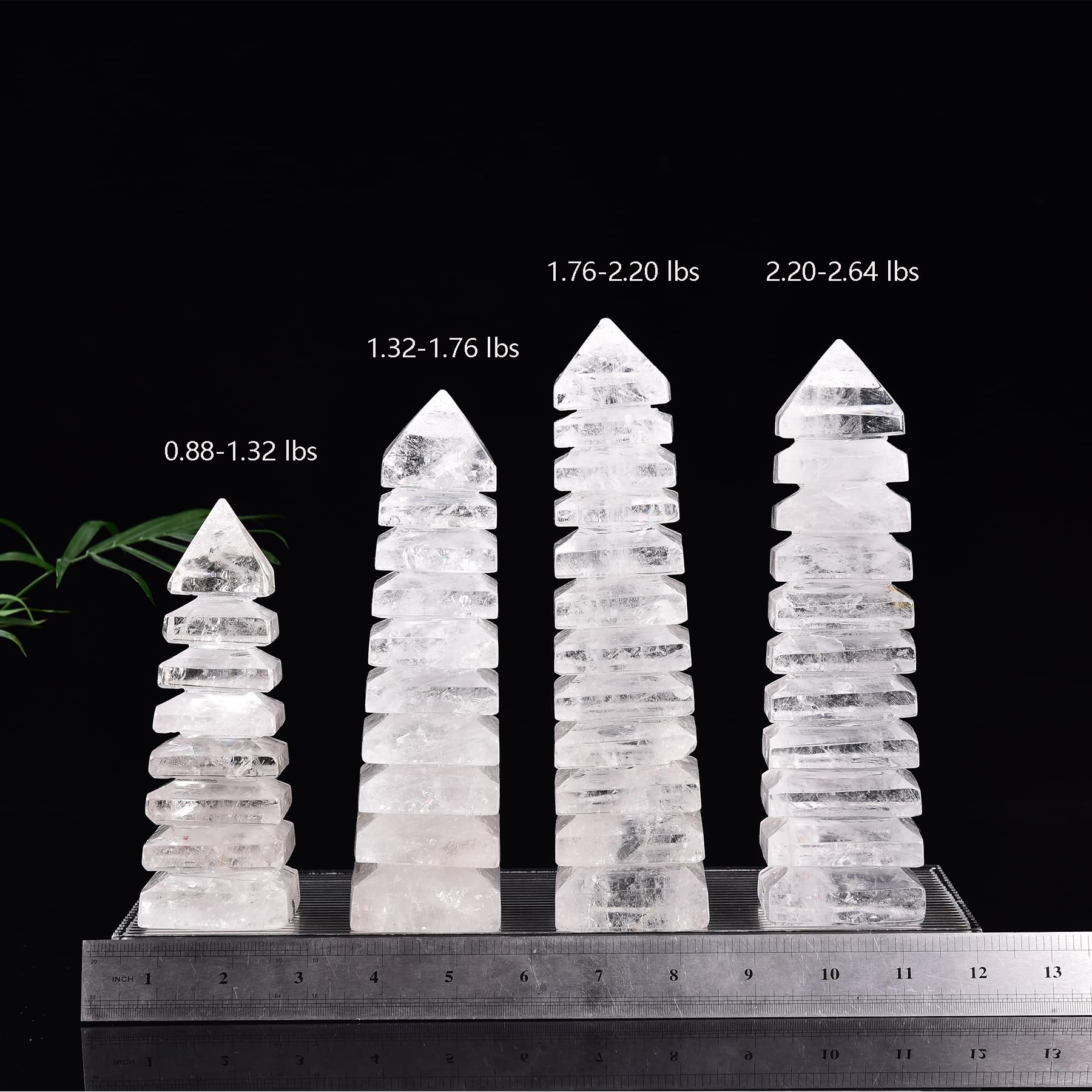 JIC Gem torre cristal cuarzo claro, efecto de luz suave y cálida.