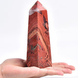 JIC Gem torre-cristal jaspe-rojo de 4 facetas para meditación y decoración