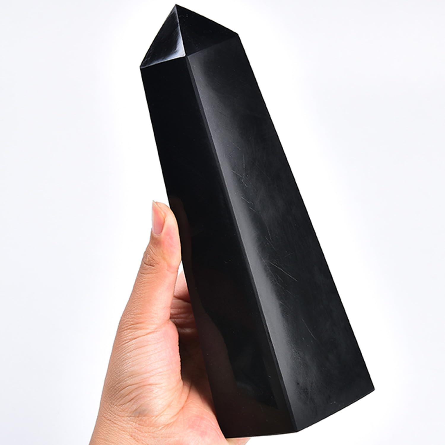 JIC Gem torre obsidiana negra para protección del aura y claridad.