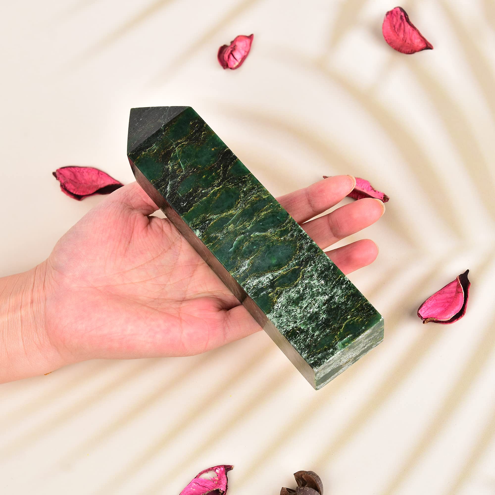 JIC Gem torre cristal cuarzo verde para enfoque y energía positiva