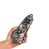 Torre de cristal JIC Gem, turmalina negra y cuarzo blanco, protege tu espacio.