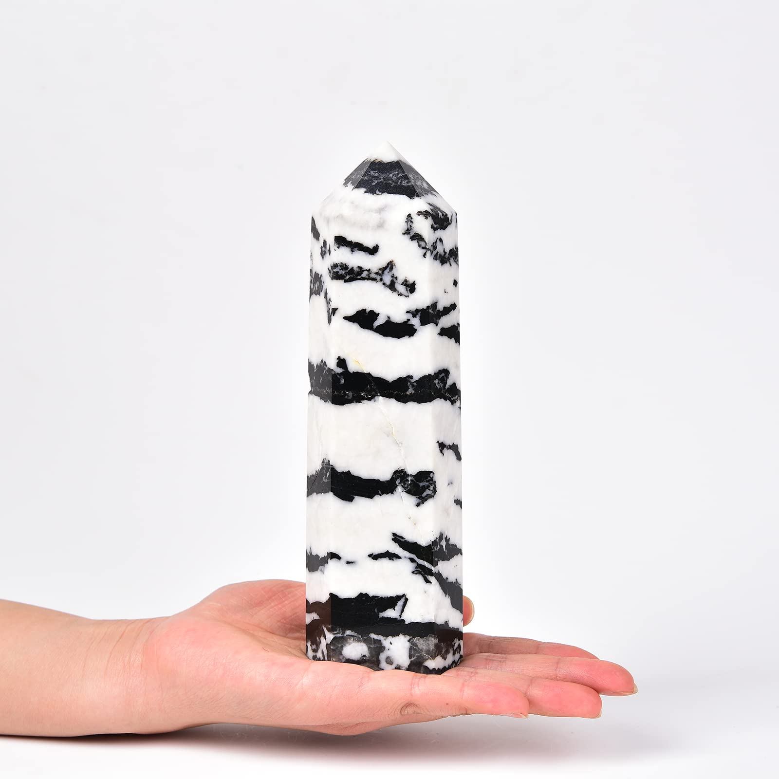 JIC Gem Torre de cristal Zebra Jasper, enfoque torre, ideal para meditación y equilibrio energético