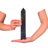 Varita JIC Gem de cristal curativo grande con 6 facetas, lista para meditacion y Reiki