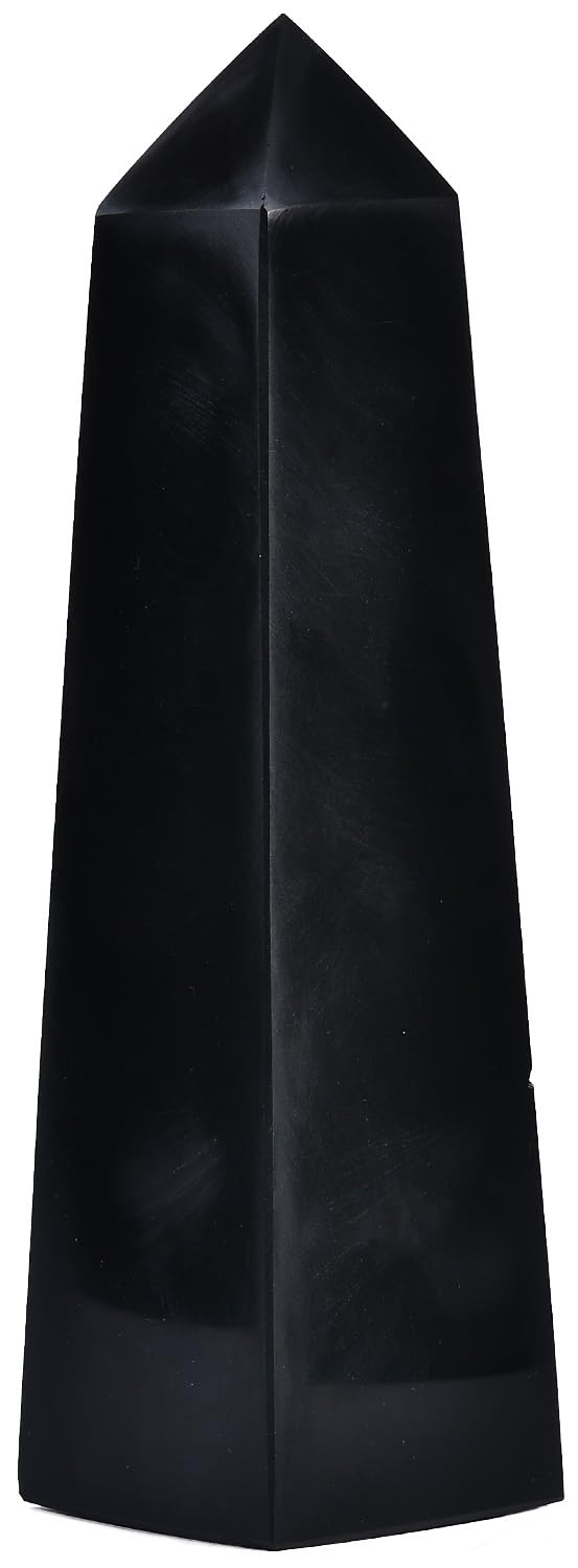 JIC Gem varita obsidiana negra con 4 facetas para enfoque energético.