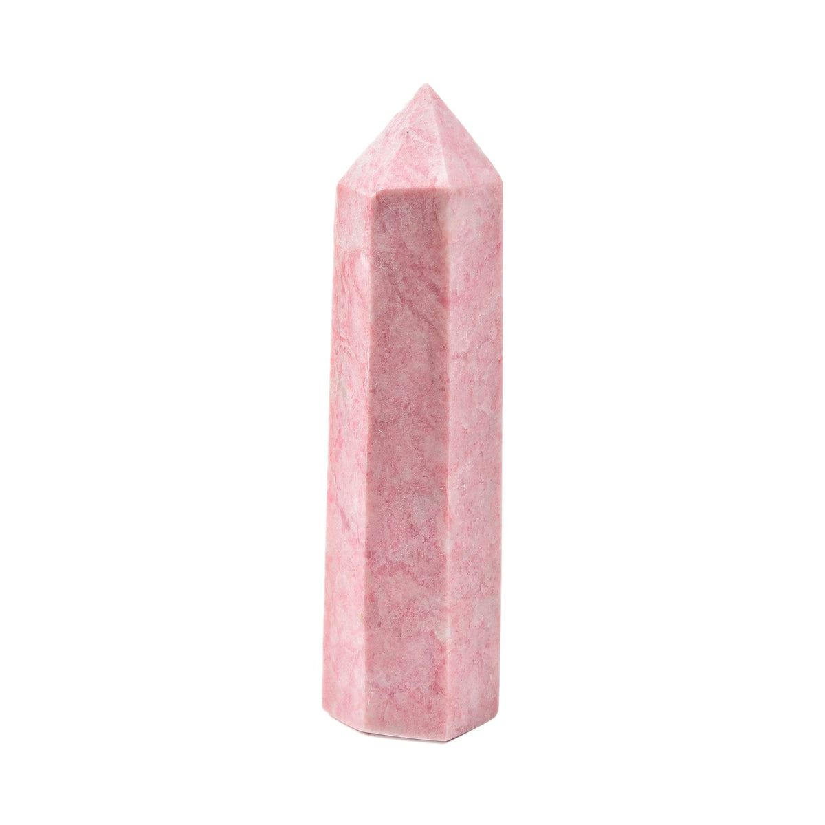 Varita de cuarzo rosa JIC Gem frente, ideal para decoración serena en el hogar
