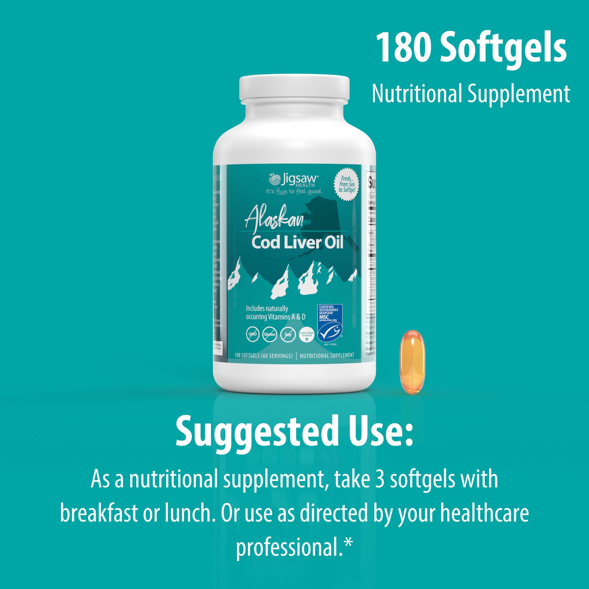 Jigsaw Health Empaque sostenible para consumo diario de omega-3.