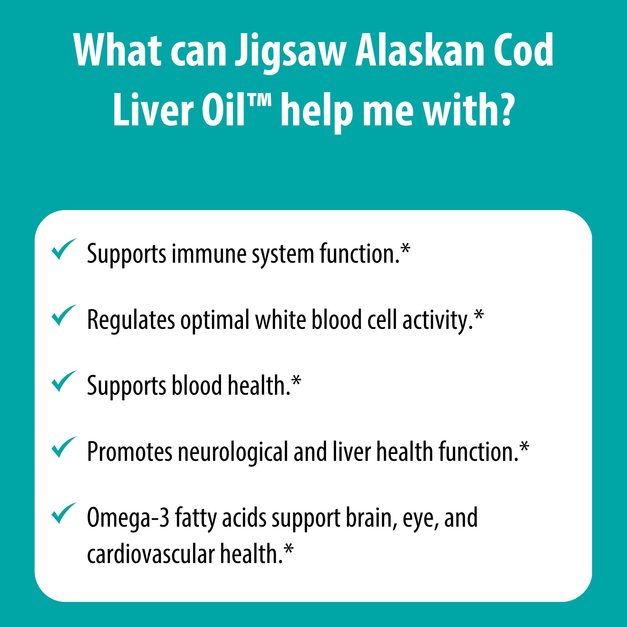 Jigsaw Health Vitaminas A y D presentes en la fórmula de hígado de bacalao.