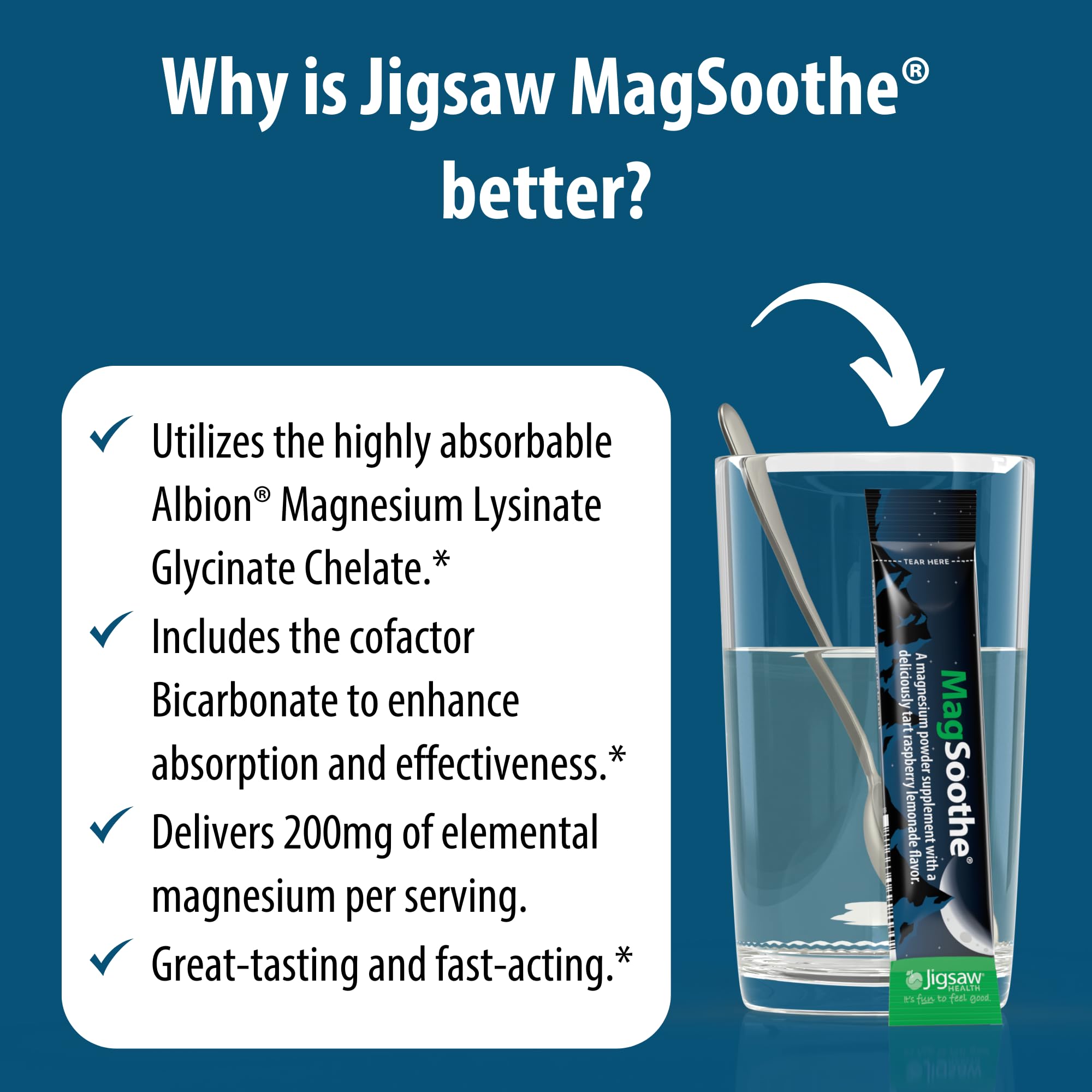 Envase de Jigsaw Health MagSoothe con doble suministro para 60 días.