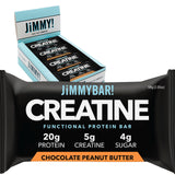 JiMMYBAR! barra de creatina y proteína con chocolate y mantequilla de cacahuete para entrenar.