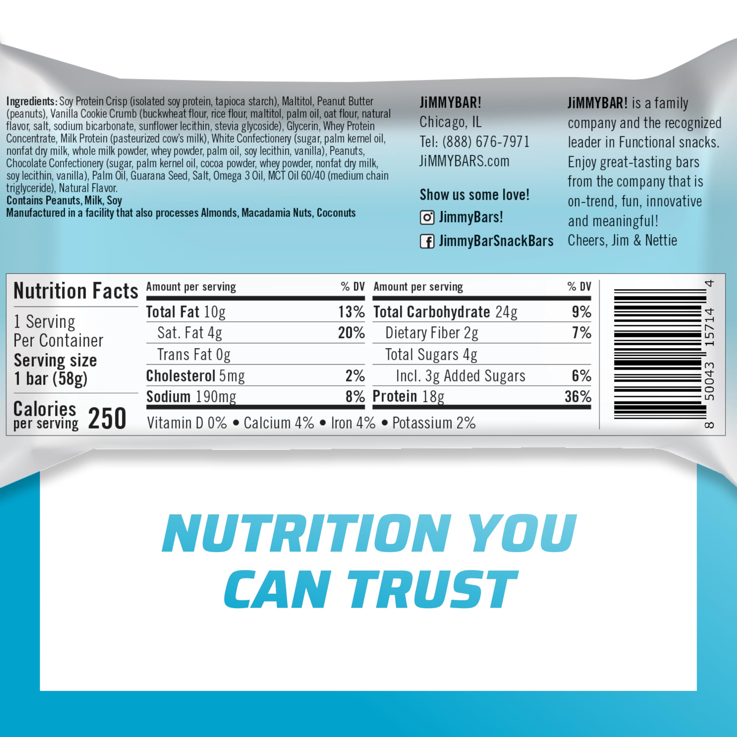 JiMMYBAR! base mantequilla cacahuate real, sabor auténtico para nutrición diaria.
