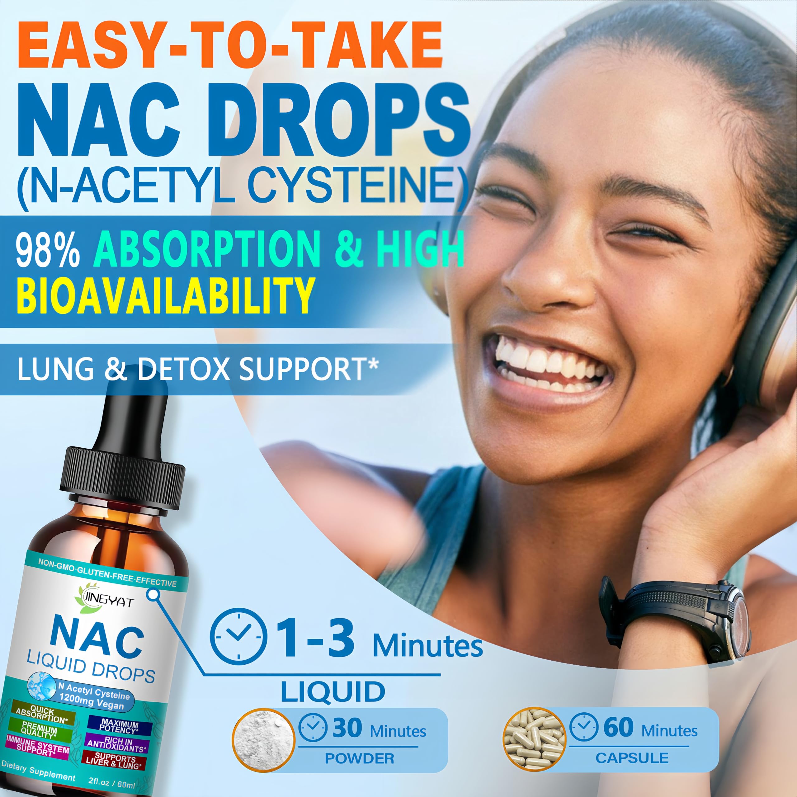 JINGYAT NAC 1200 mg, gotas, dosis ajustable con cuentagotas