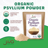 Jiva Organics polvo de psilio, para mezclar fácilmente en bebidas.