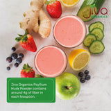 Jiva Organics polvo de psilio, uso diario en cocina saludable.