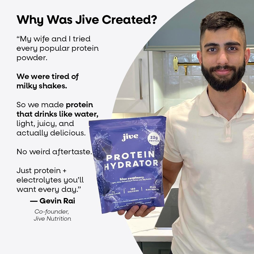 Jive proteína clara sabor arándano azul para bebidas mixtas.