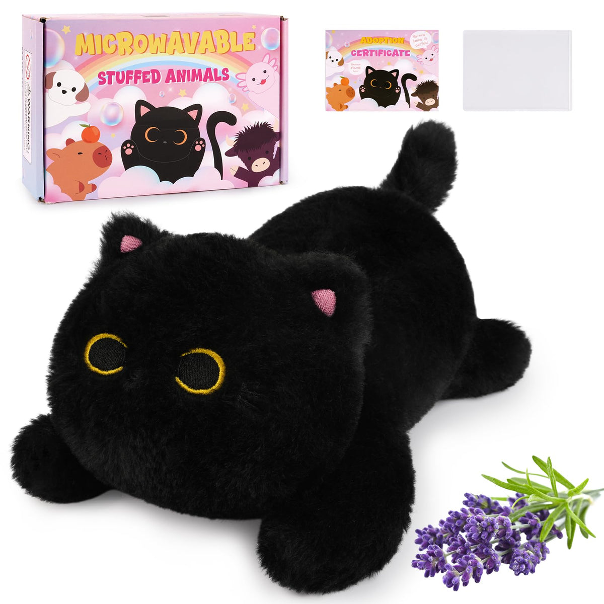 Peluche gato negro de JIZWPOOM listo para calentar y abrazar