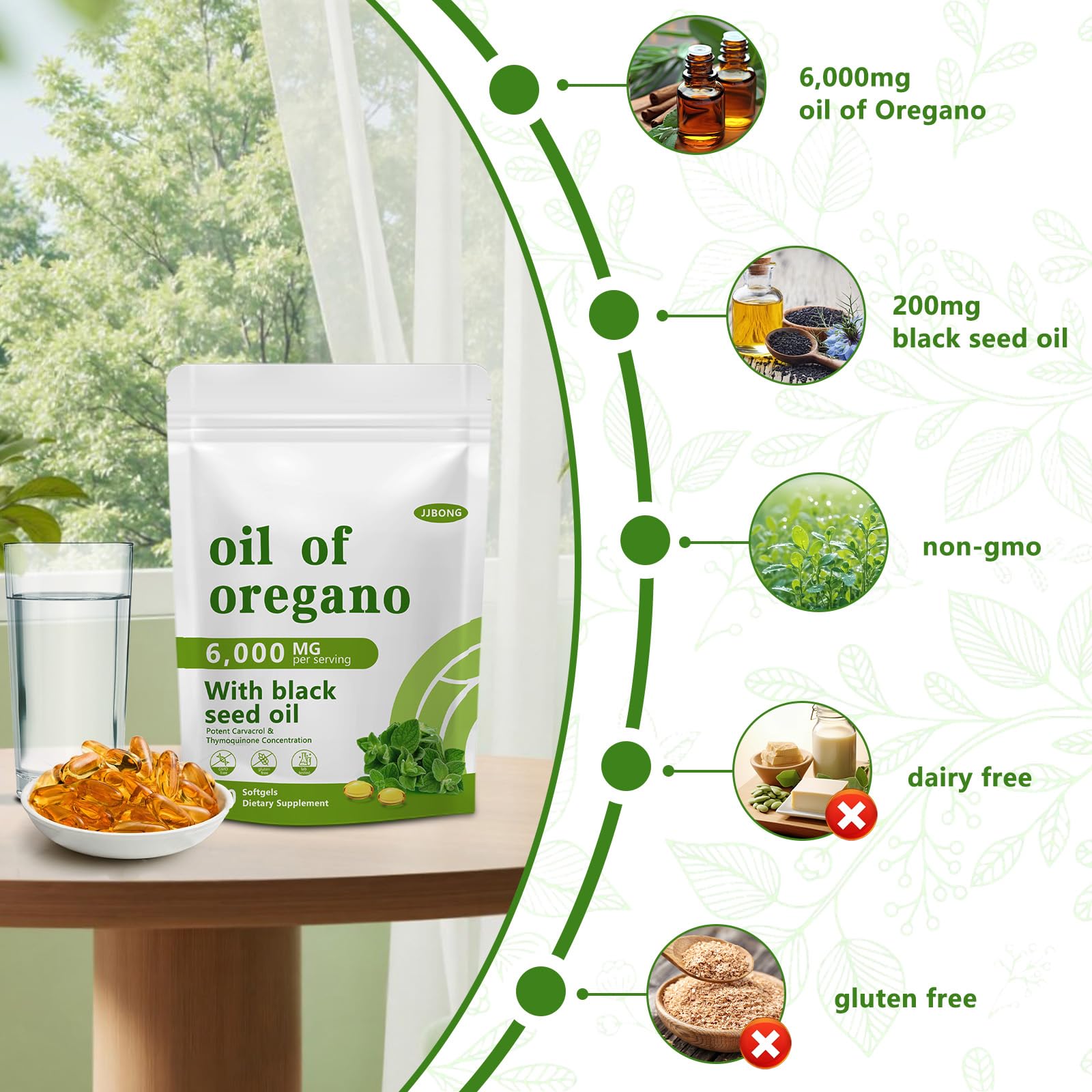 Envase oscuro de JJBONG con absorbente de oxígeno para conservar potencia