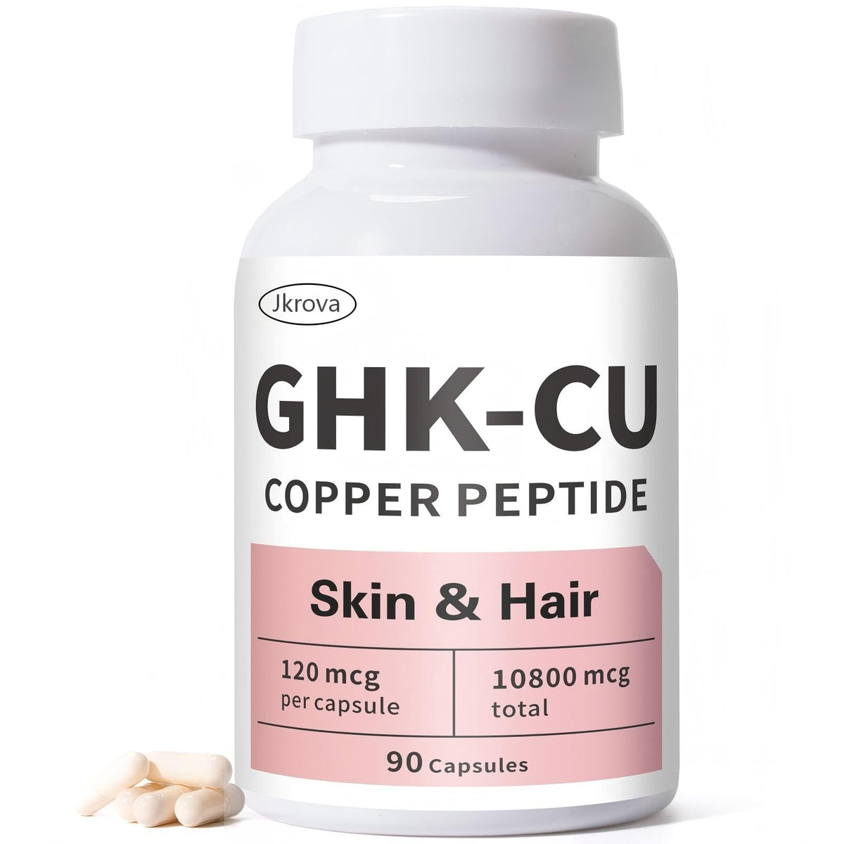 Jkrova GHK-Cu: cápsulas para piel y cabello con absorción eficiente.