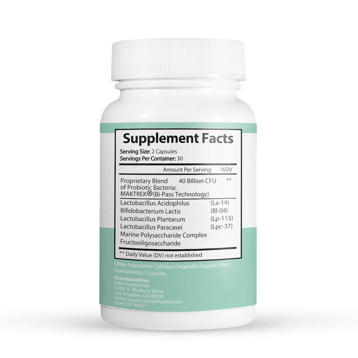 Etiqueta IBSolution destacando 40 mil millones CFU para soporte intestinal.