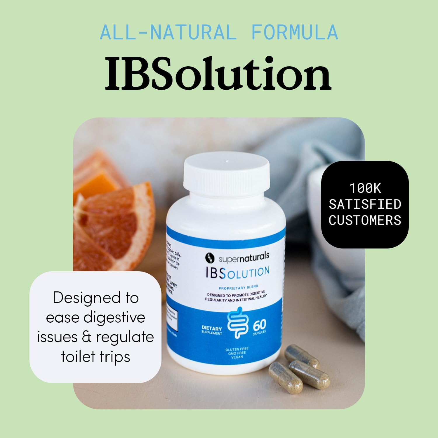 Botella de JLM NUTRITIONALS IBSolution lista para uso diario.
