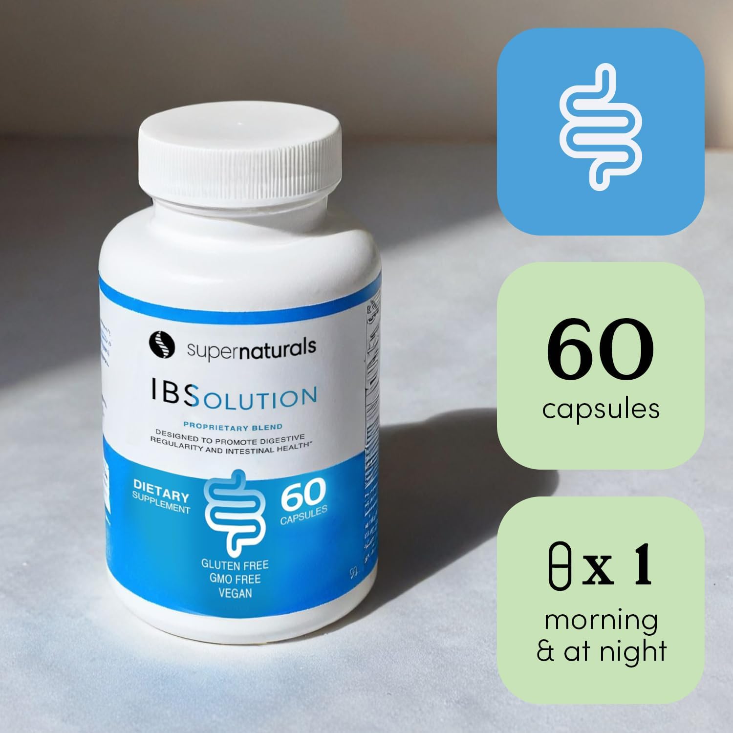 Etiqueta informativa de IBSolution con ingredientes naturales y alergenos minimizados.
