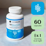 Etiqueta informativa de IBSolution con ingredientes naturales y alergenos minimizados.