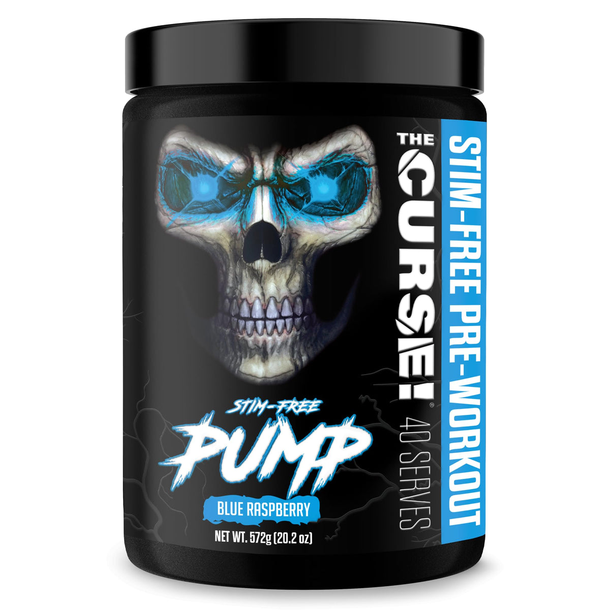 JNX Sports La Maldición Pump, botella visible, ideal para entrenamientos nocturnos sin cafeína.