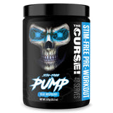 JNX Sports La Maldición Pump, botella visible, ideal para entrenamientos nocturnos sin cafeína.