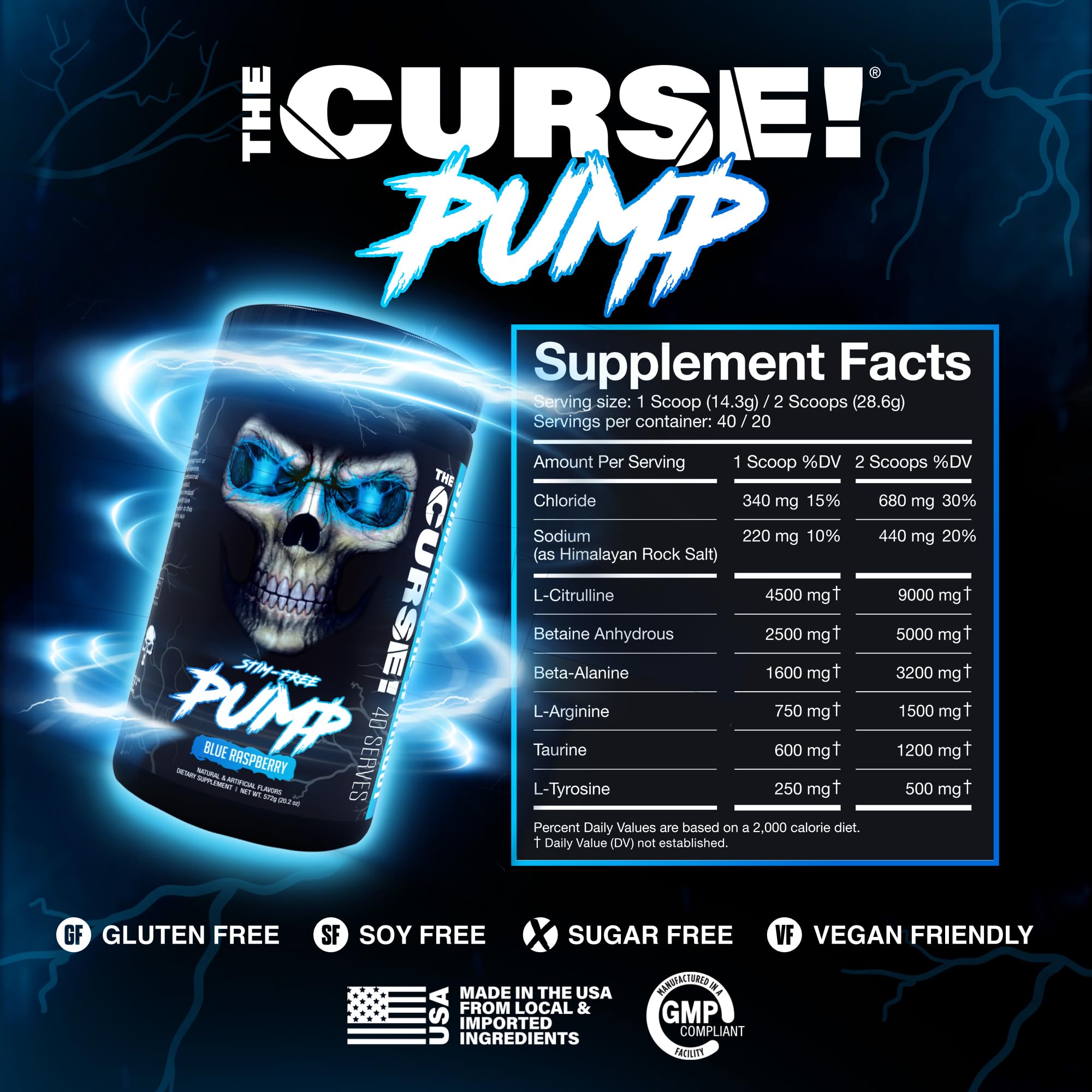 JNX Sports La Maldición Pump, etiqueta detallada, muestra ingredientes clave para un entrenamiento estable.