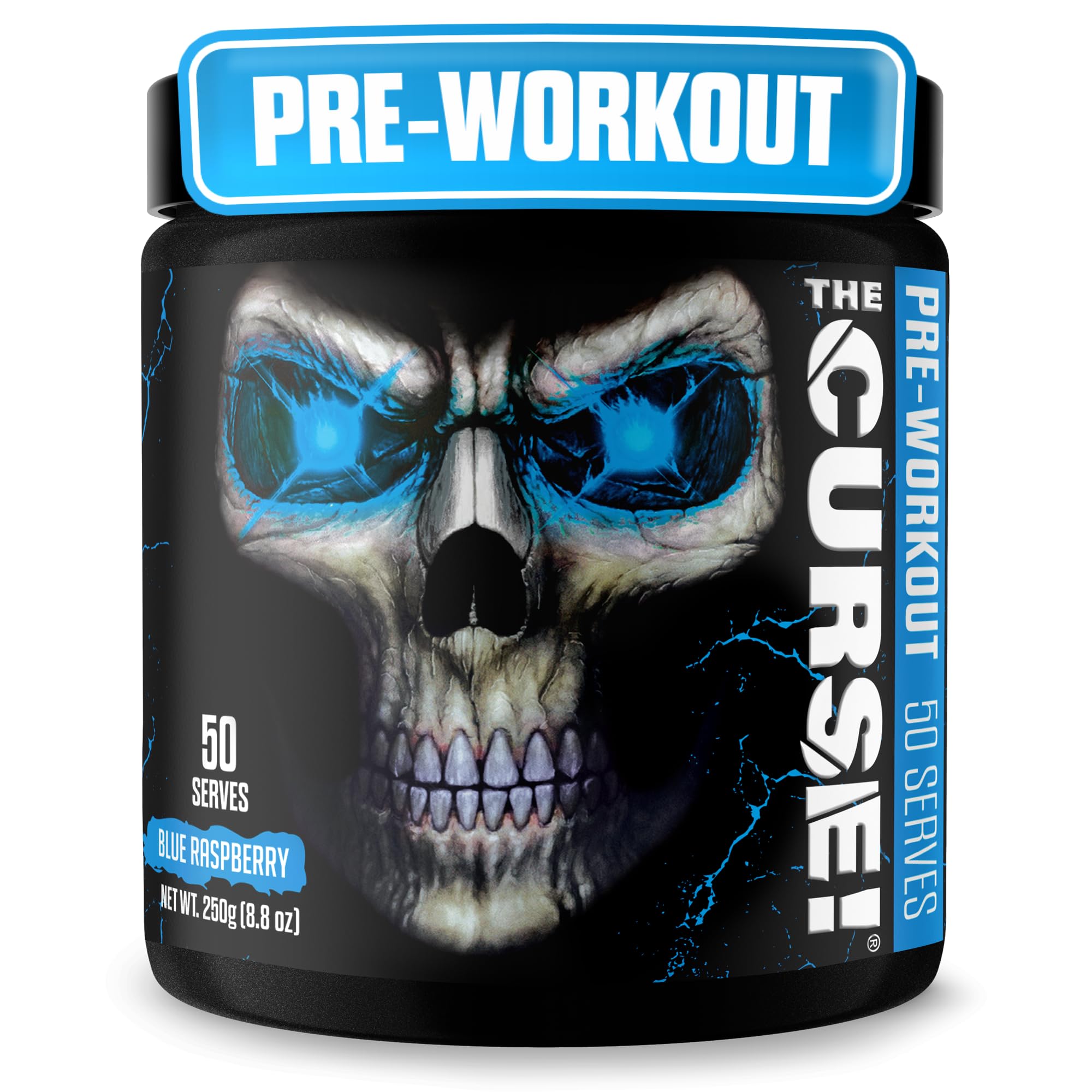 JNX SPORTS The Curse! frambuesa azul en lata, sabor intenso para entrenos.