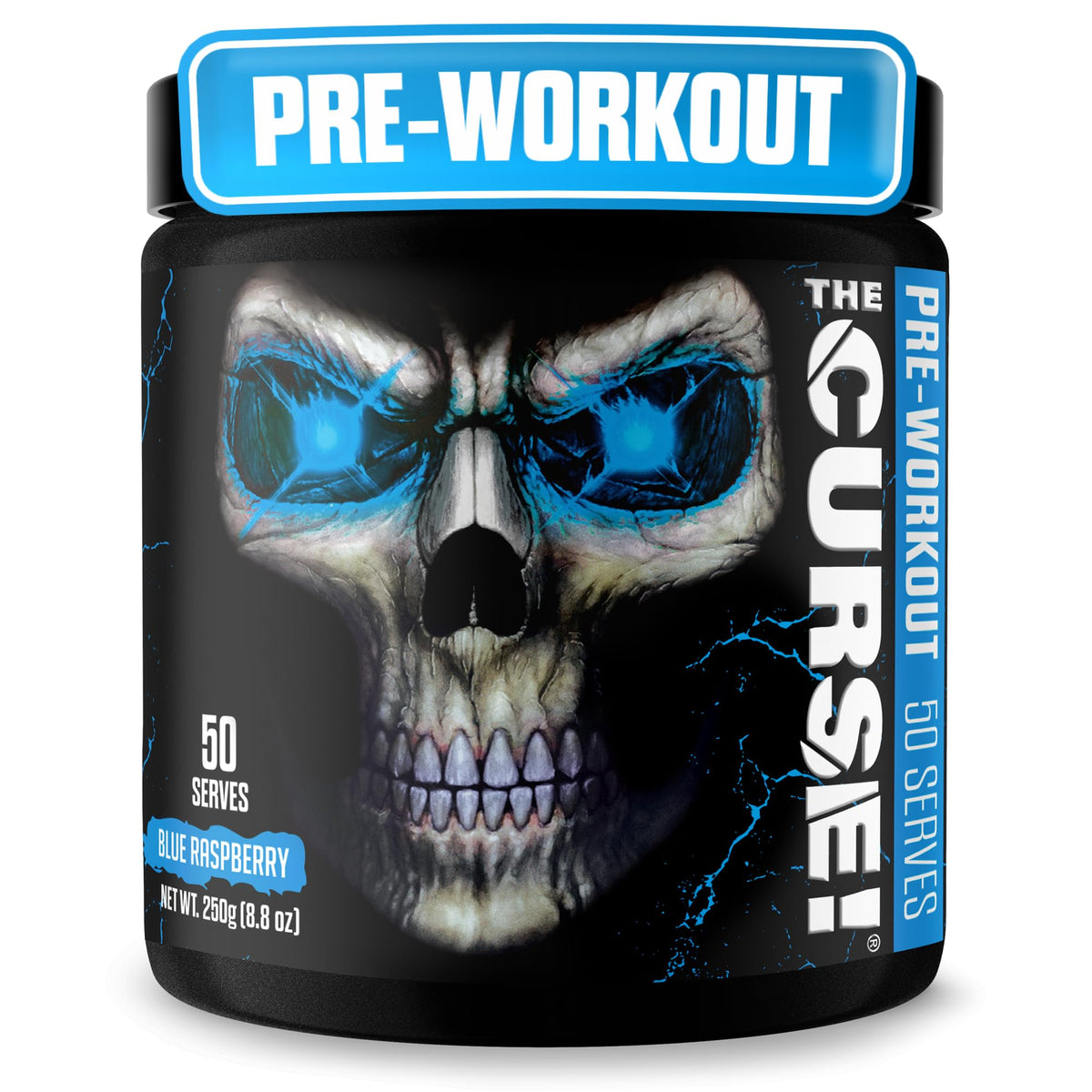 JNX SPORTS The Curse! frambuesa azul en lata, sabor intenso para entrenos.
