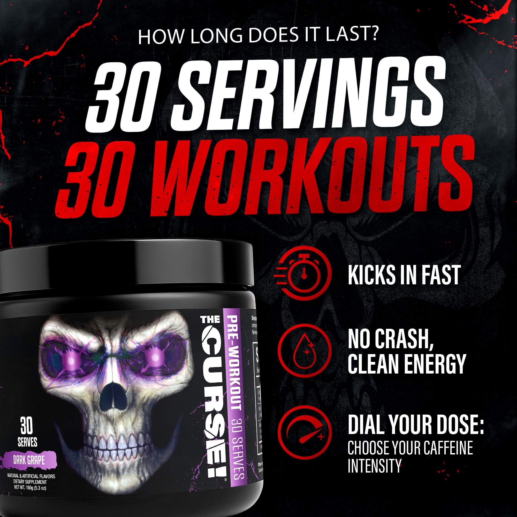 Pre-entrenamiento con creatina y L-Citrulina de JNX Sports, ingredientes clave para rendimiento.