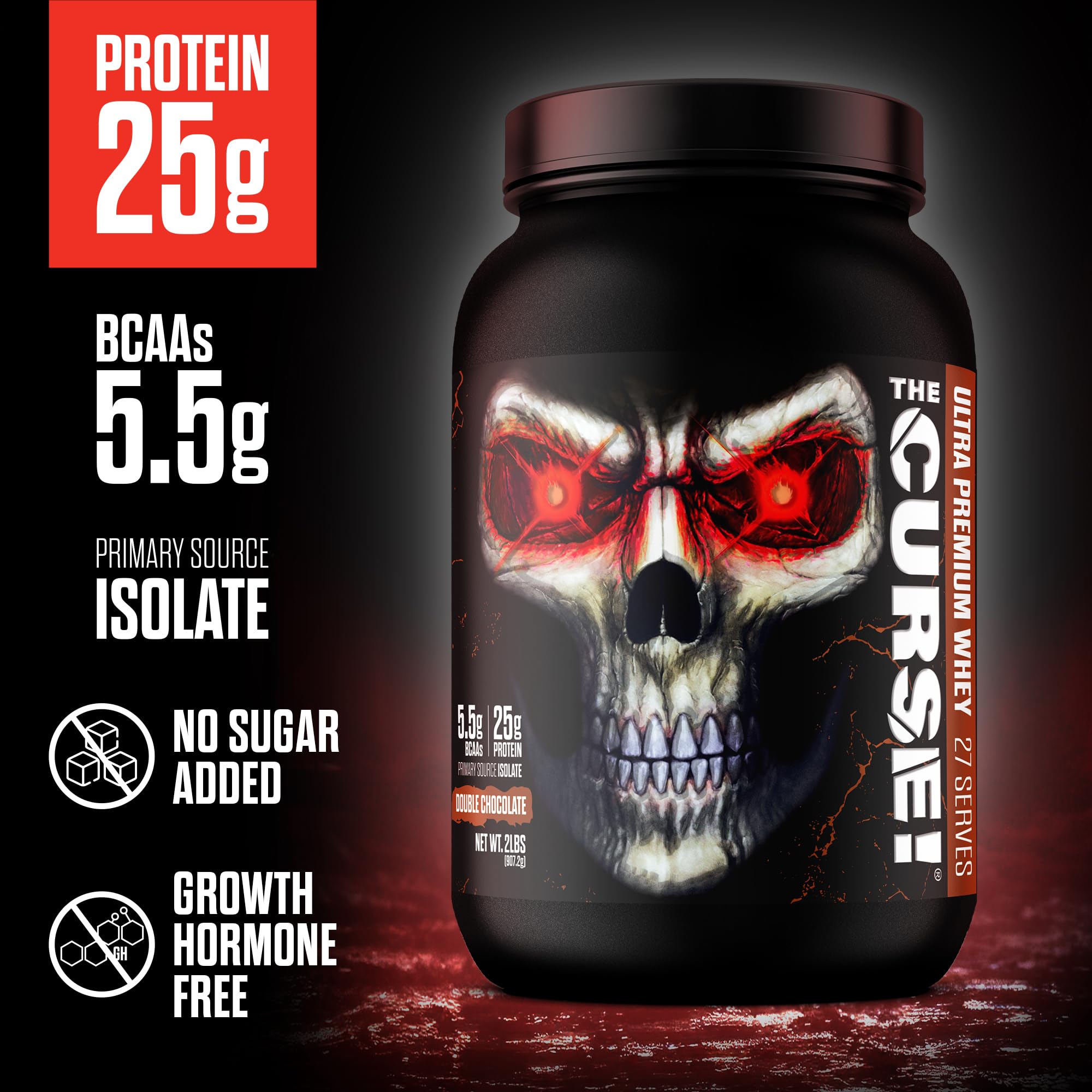 The Curse! proteína sin azúcares añadidos y solo 2 g de carbohidratos.