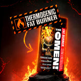 The Omen! muestra la mezcla termogénica con cafeína para energía sostenida.