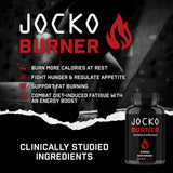 Primer plano de cápsulas Jocko Fuel Burner y etiqueta.
