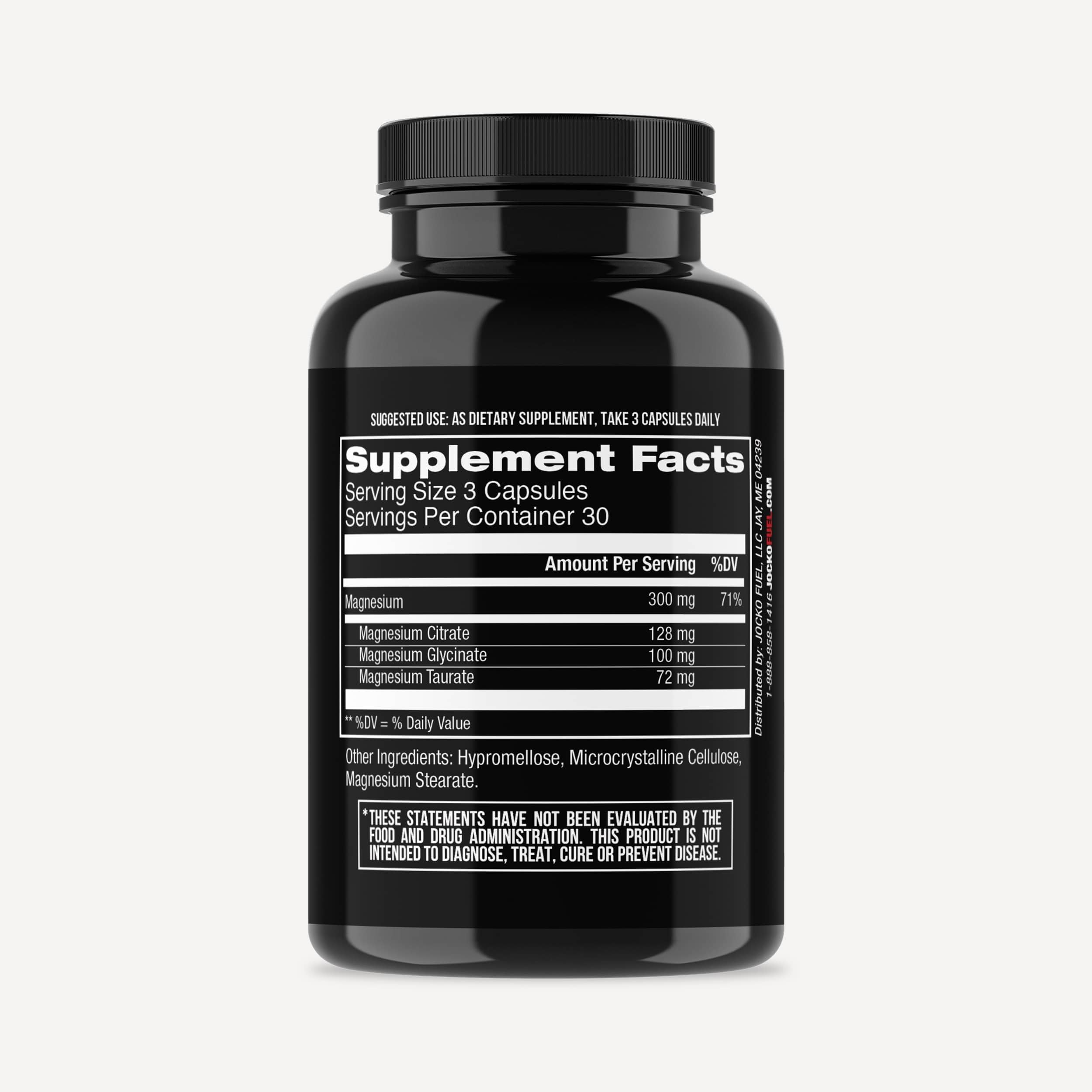 Cápsulas de magnesio citrato de Jocko Fuel para relajación.