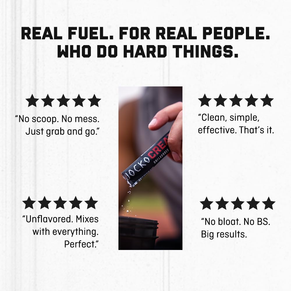 Jocko Fuel Creatine Stick Packs, uso diario sencillo para rutinas consistentes.