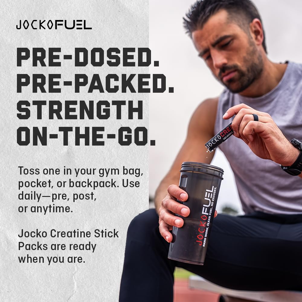Jocko Fuel Creatine Stick Packs, estilo de vida activo y energía durante el día.