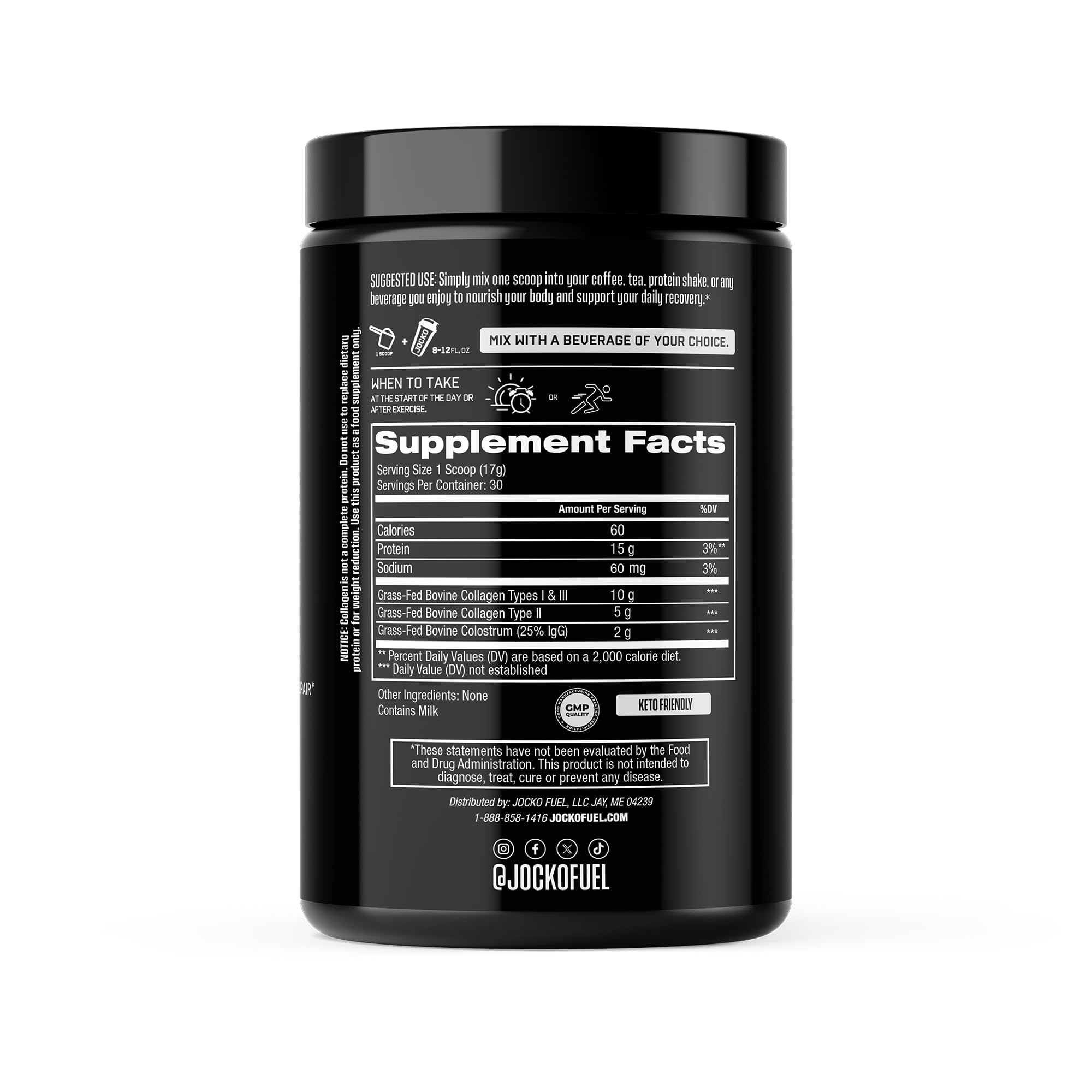Jocko Fuel cuchara medidora con polvo listo para batidos de recuperación.