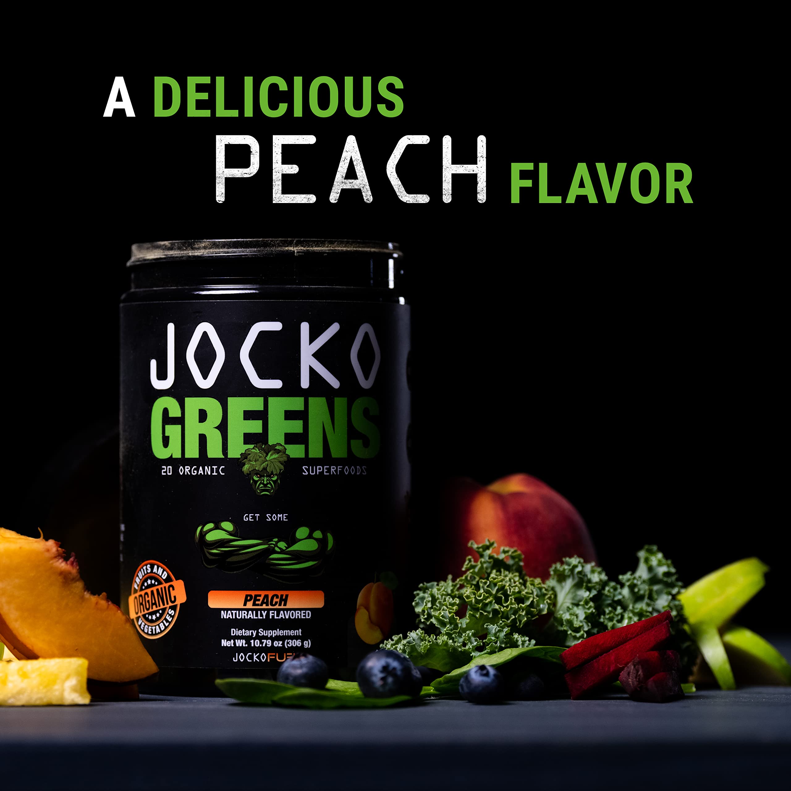 Jocko Fuel Daily Greens con adaptogenos, energía estable sin cafeína.