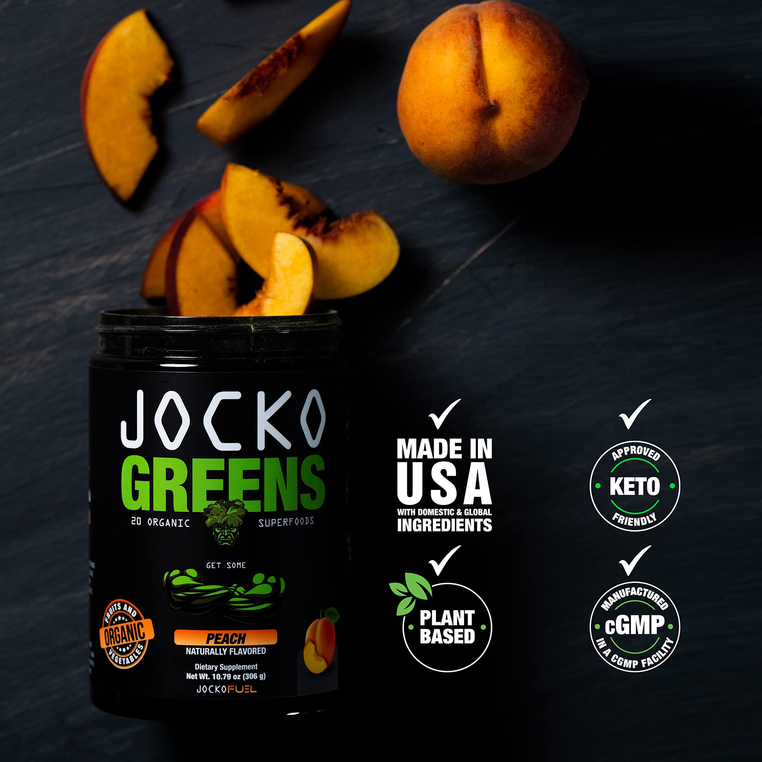 Jocko Fuel Daily Greens con enzimas digestivas, ayuda a la digestión suave.