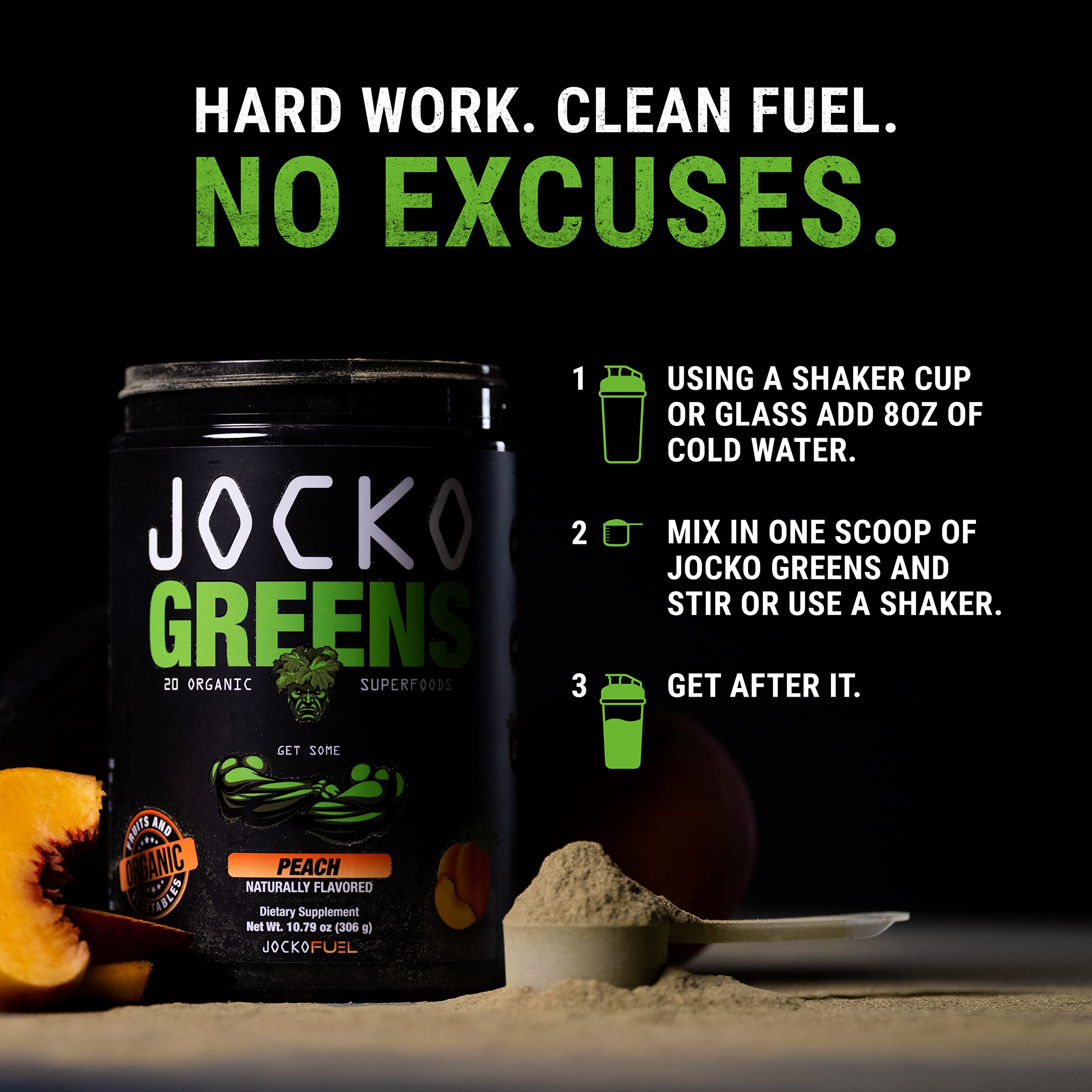 Jocko Fuel Daily Greens, ritual diario saludable para bienestar general.