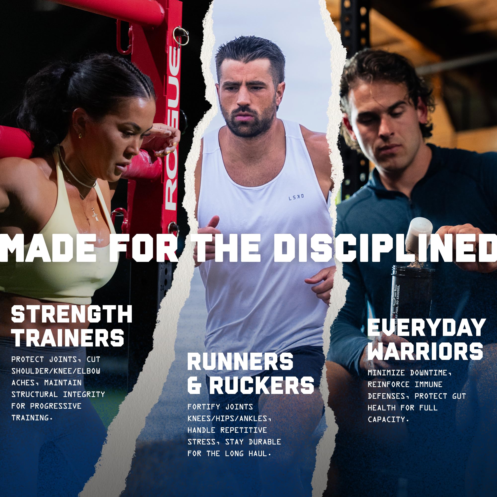 Jocko Fuel envase de 30 porciones facilita planes de entrenamiento.