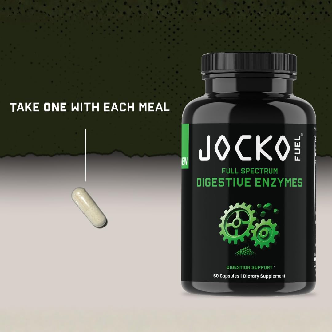 Envase de Jocko Fuel Enzimas Digestivas en la cocina para uso diario