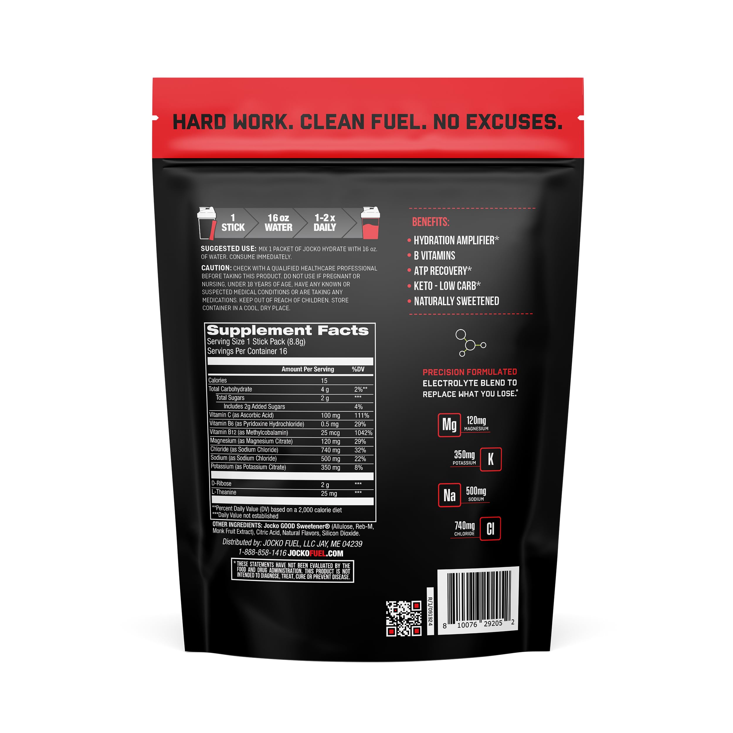 Jocko Fuel Hydrate: contenedor Fruta Punch para uso diario.