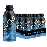 Jocko Fuel Hydrate, botella azul vertiéndose para una rápida rehidratación.